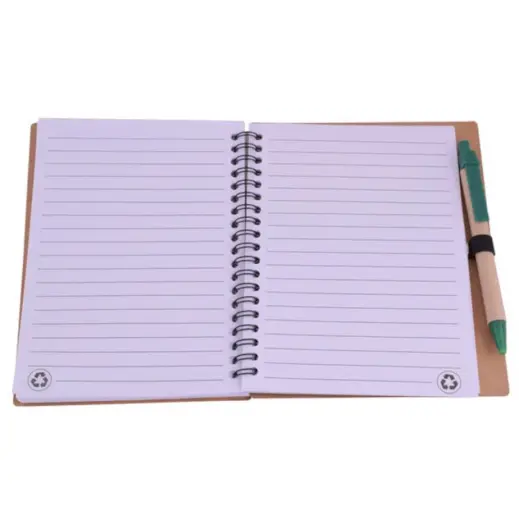 Recycle Notebook & Pen Green Open